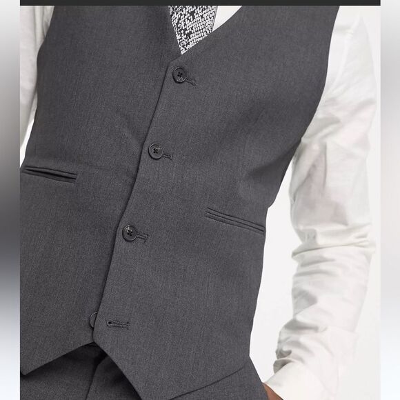 ASOS DESIGN super skinny suit waistcoat in charcoal Chest 46 Regular‎ NWT in pkg - Picture 3 of 8